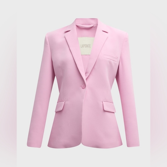 LAPOINTE Broad Shoulder Matte Crepe Single Breast Jacket In Blossom 4 Org $1,450 - Picture 4 of 16